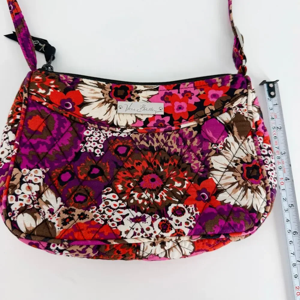 Vera Bradley Frannie Crossbody Bag Rosewood Floral Quilted Zip Purse Retired